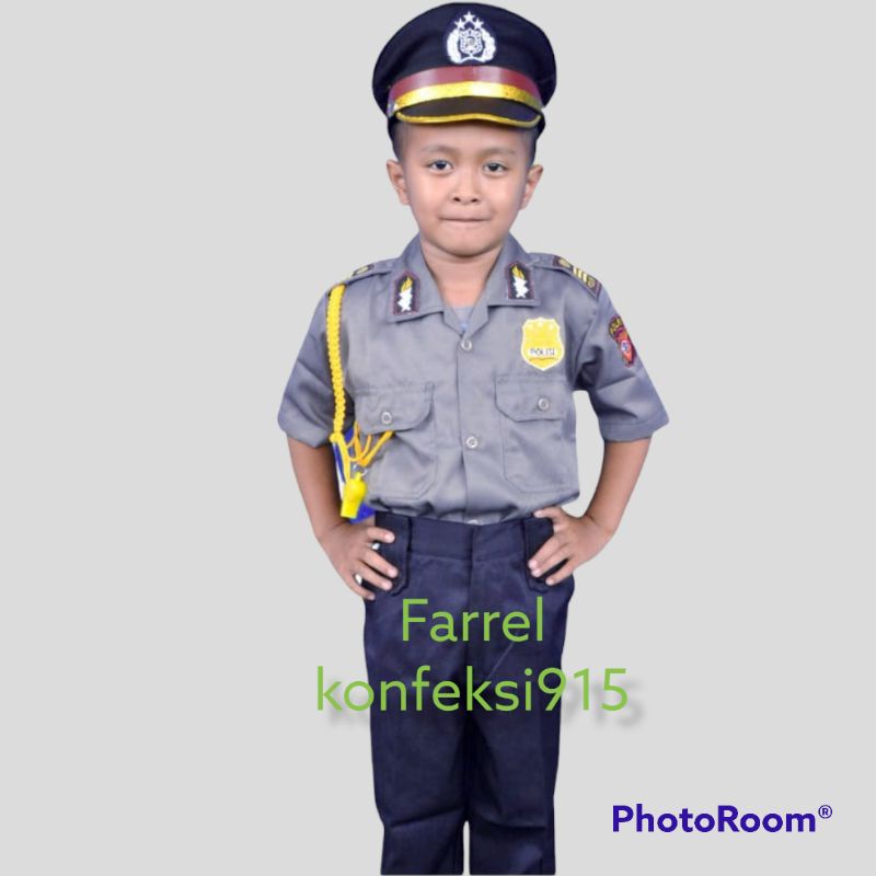 seragam profesi polisi sabara anak TK//seragam polisi TK//seragam polisi laki ukuran anak TK// serag
