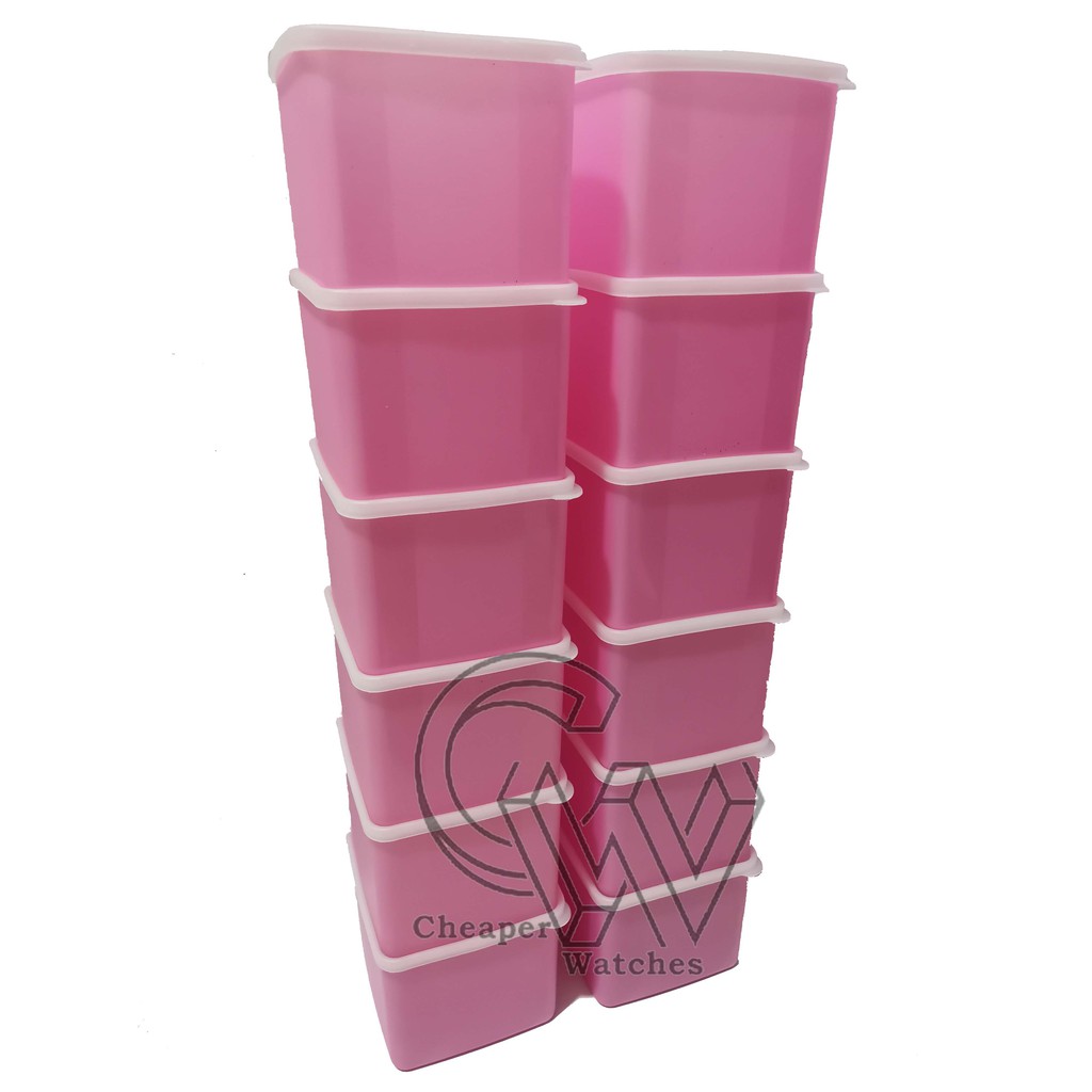 Cheaper-(12 pcs)-Toples Plastik Persegi Berwarna Motif Premium Lunch Box 1000ML/1 Liter Termurah COD