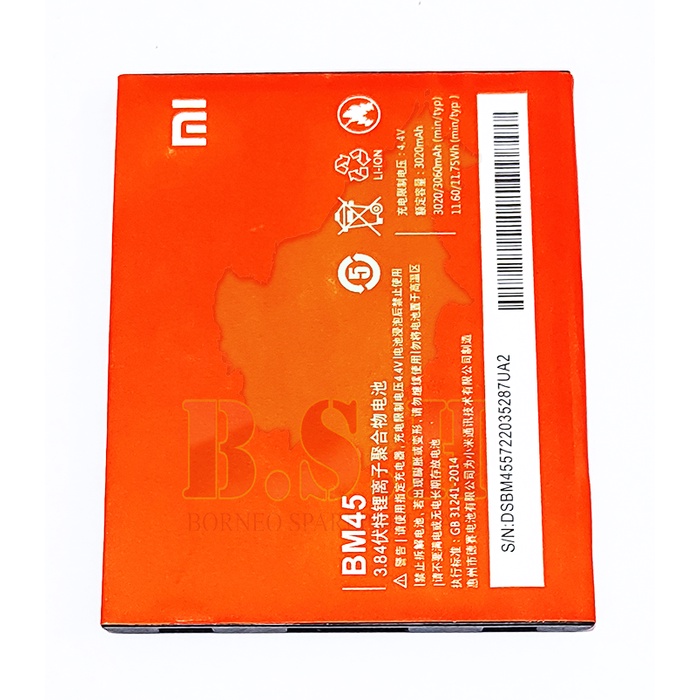 BATERAI XIAOMI REDMI NOTE 2 (BM45) ORI