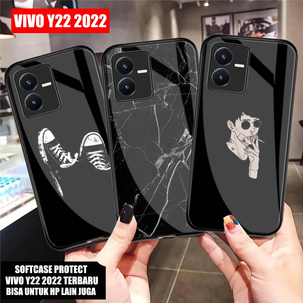 Softcase Glass Kaca VIVO Y22 Y22S 2022 Terbaru [M162] Casing HP VIVO Y22 Y22S 2022 Terbaru - Case HP