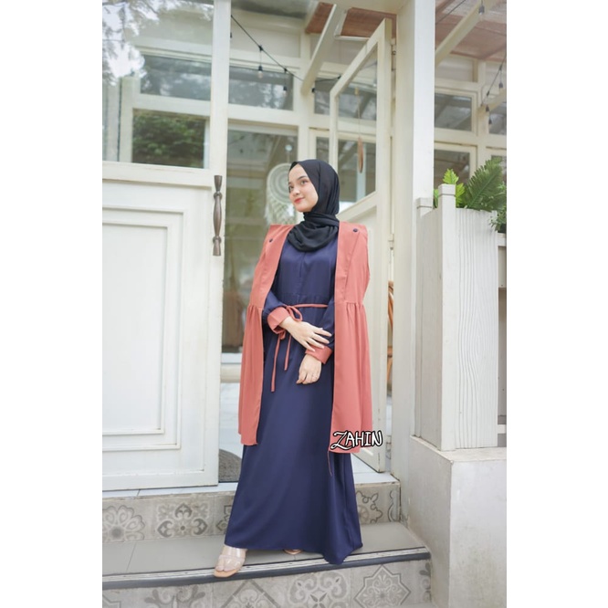 GAMIS zahin shalwa dan alsha gamis syari original terbaru 2 layer serut tengah kerut shabby modis