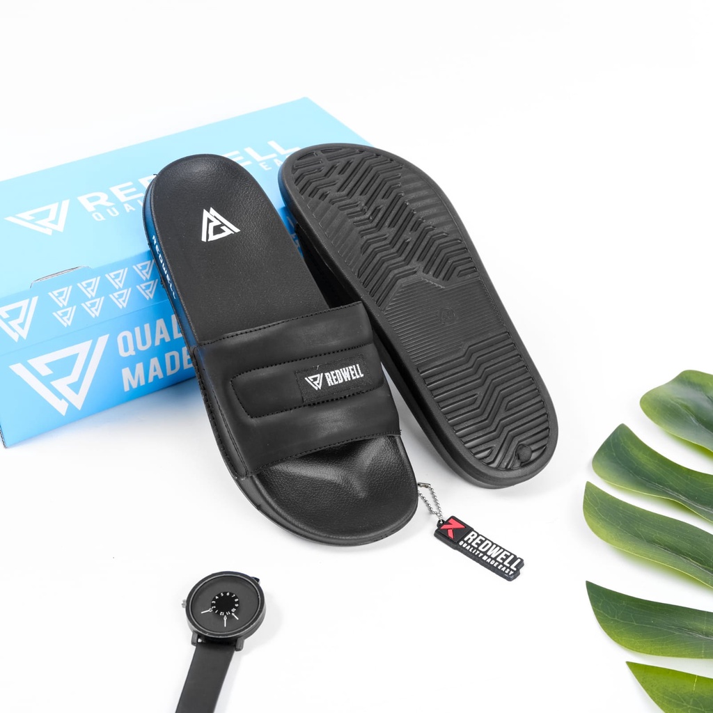 Sandal Slide Pria Terbaru Sandal Selop Sendal Slipon Full Black / GRATIS ONGKIR BAYAR DITEMPAT