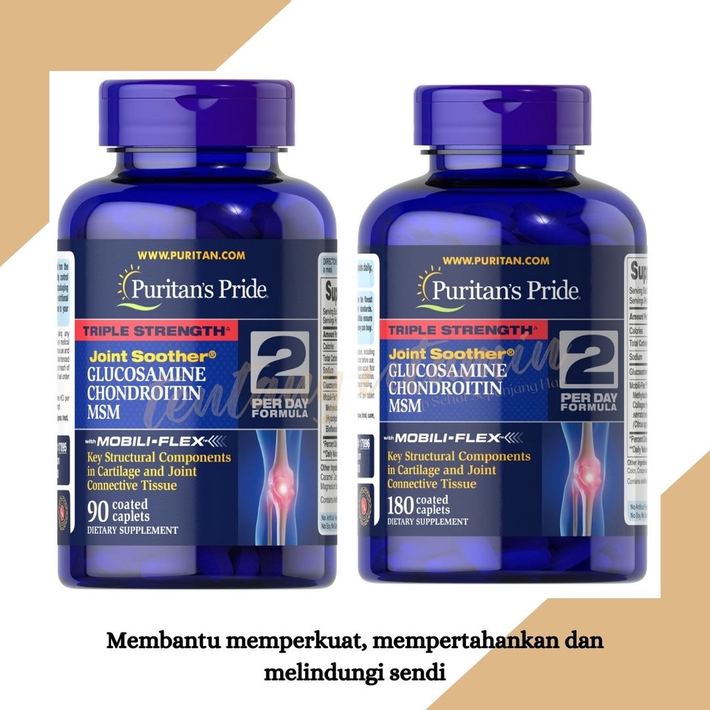 Jual Puritan's Pride Triple Strength Glucosamine, Chondroitin & MSM Joint Soother® 90 Caplets