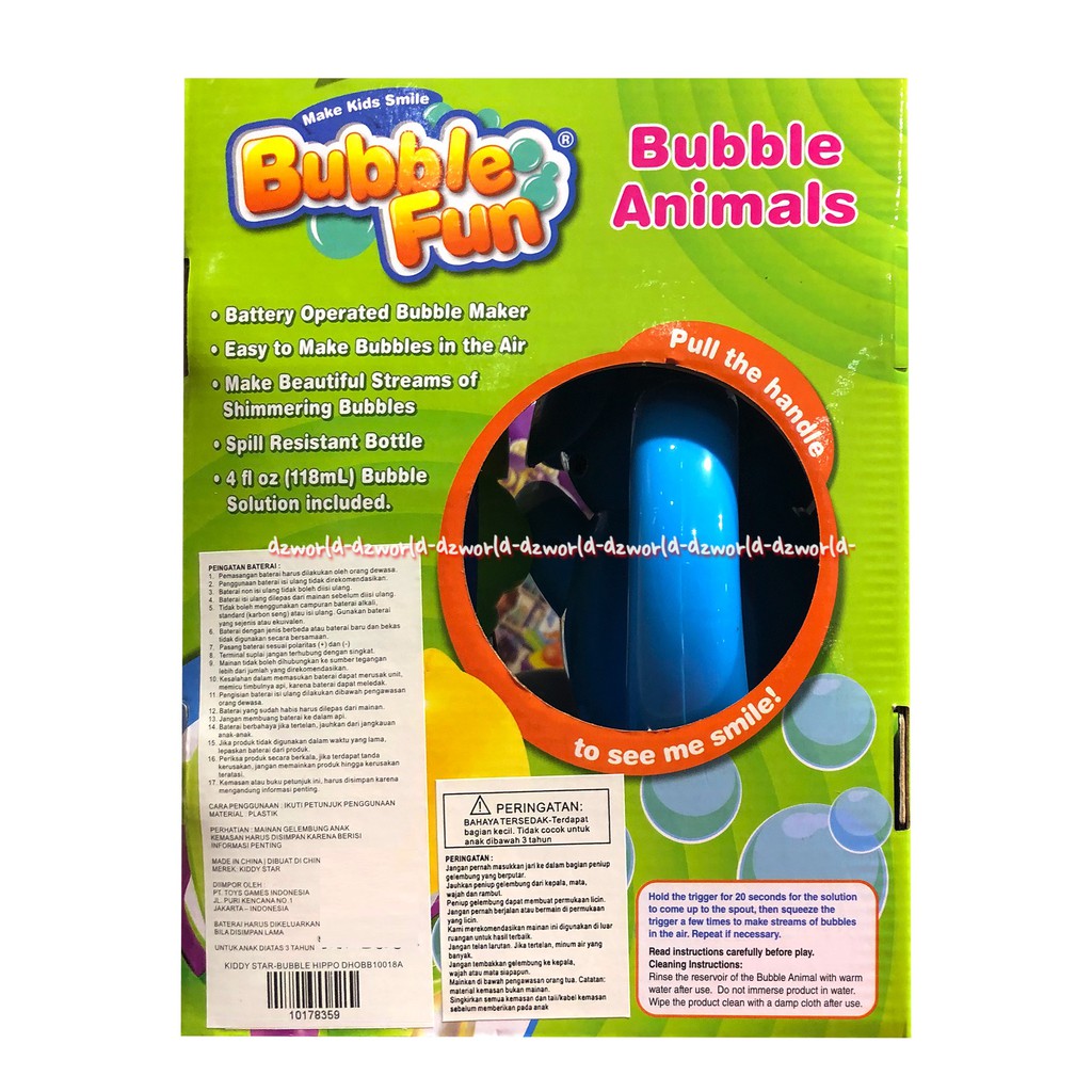 Bubble Fun Animals Mainan Gelembung Sabun Untuk Anak Anak Usia 3 Tahun Keatas