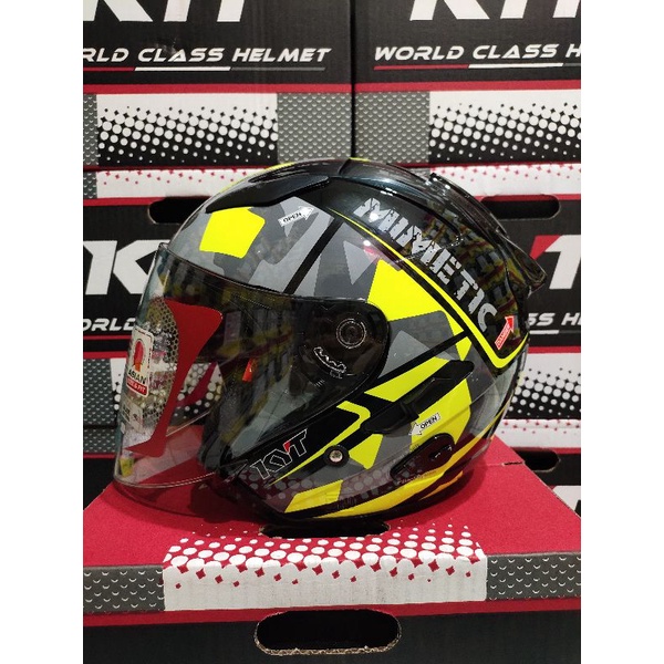 HELM HALF FACE KYT GALAXY FLAT R MOTIF #4 BLACK YELLOW FLUO / HELM KYT GALAXY FLAT R MOTIF