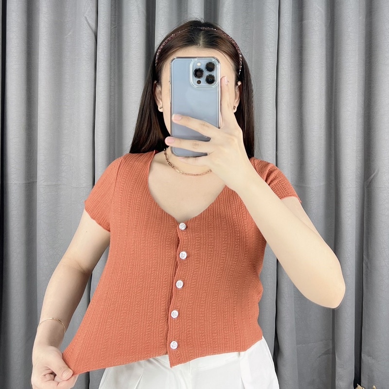 Lucy button crop top 033  | Croptop button | Atasan wanita import