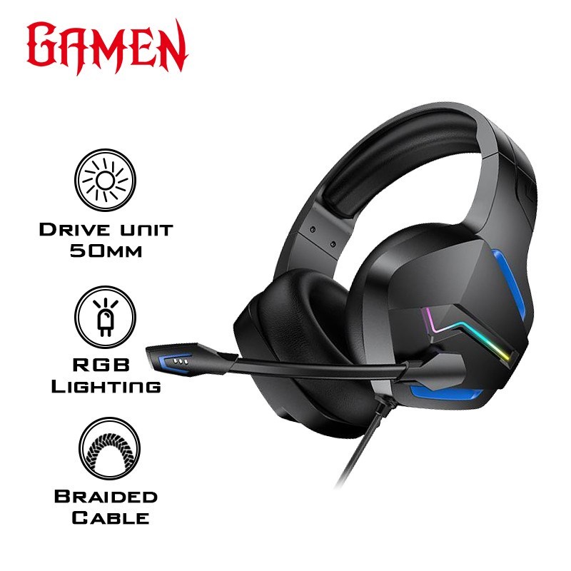 Wired Headset GAMEN GH2200 RGB Lighting Braided Cable Noise Cancceling