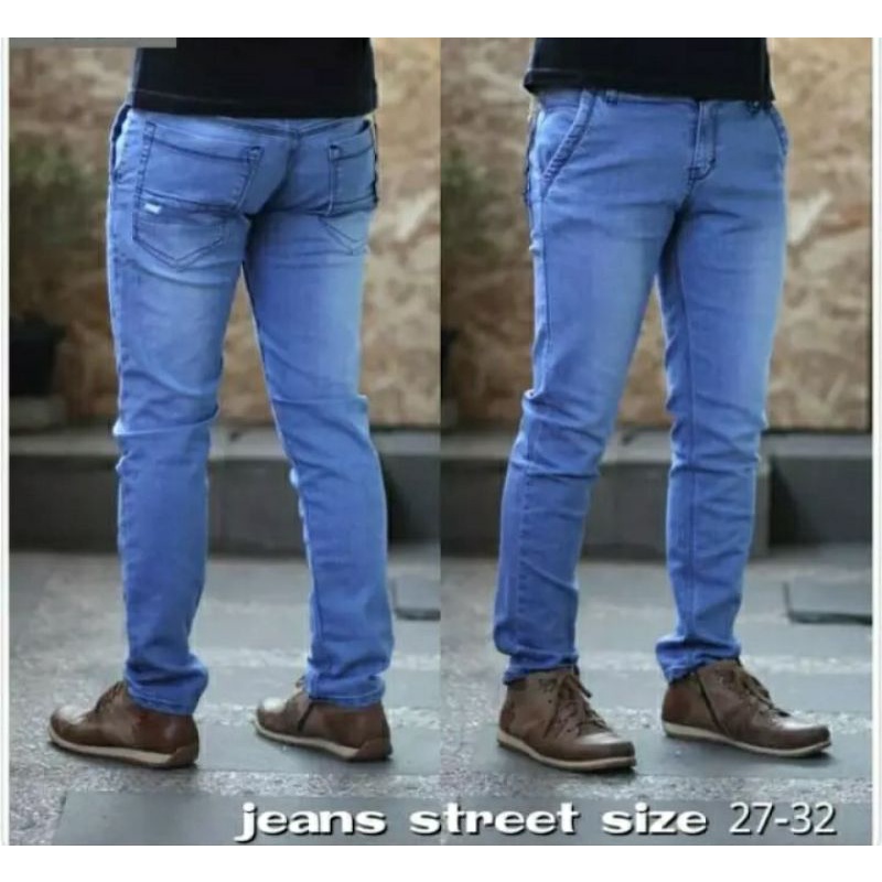 Celana jeans pensil pria Soft jeans strecth premium