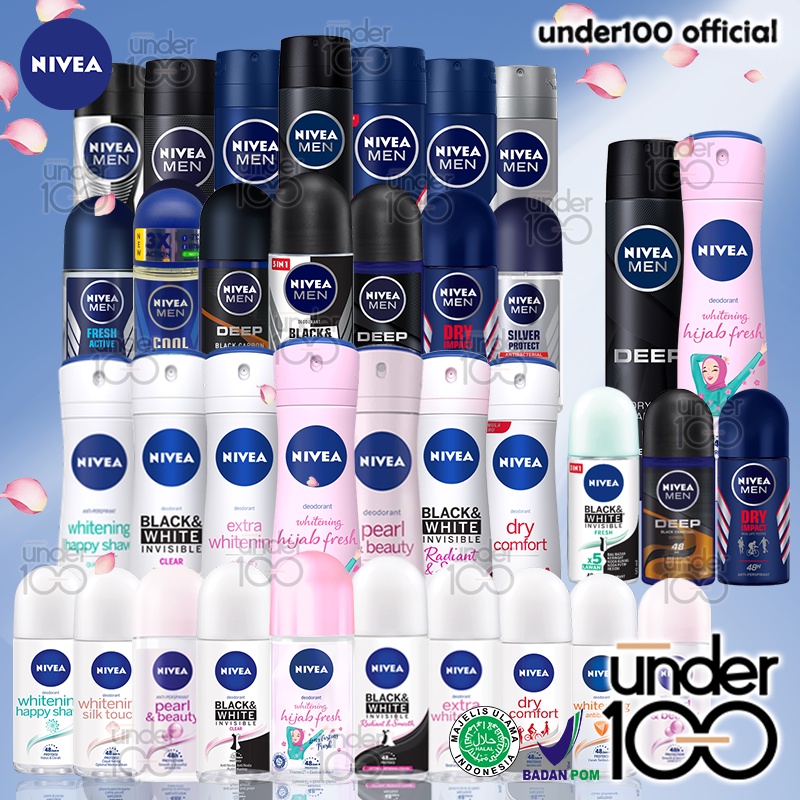 ❤ UNDER100 ❤ NIVEA Deodorant Roll On | 25 | 50 | Men | Women | Whitening Pearl Beauty Silk Touch Hijab