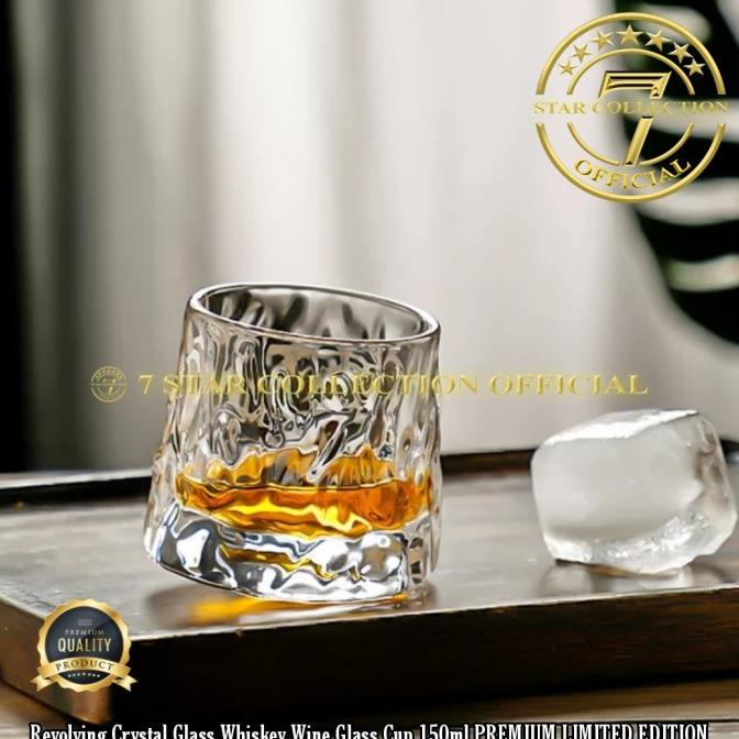 Revolving Crystal Glass Whiskey Wine Glass Cup 150ml HAMMER PATTERN