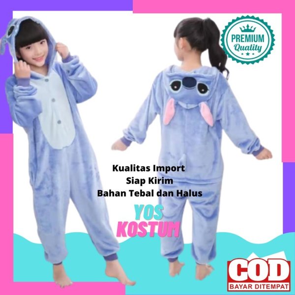 Kostum Karakter Anak Stitch Baju Tidur Lucu Animal Import Onesie Costume Premium Quality