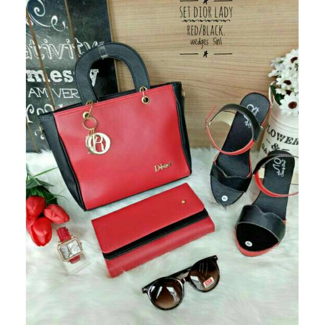 TAS PAKET DIOR LADY // TAS SET DIOR LADY // TAS PAKET 5IN1 MURAH // TAS SET WANITA MURAH