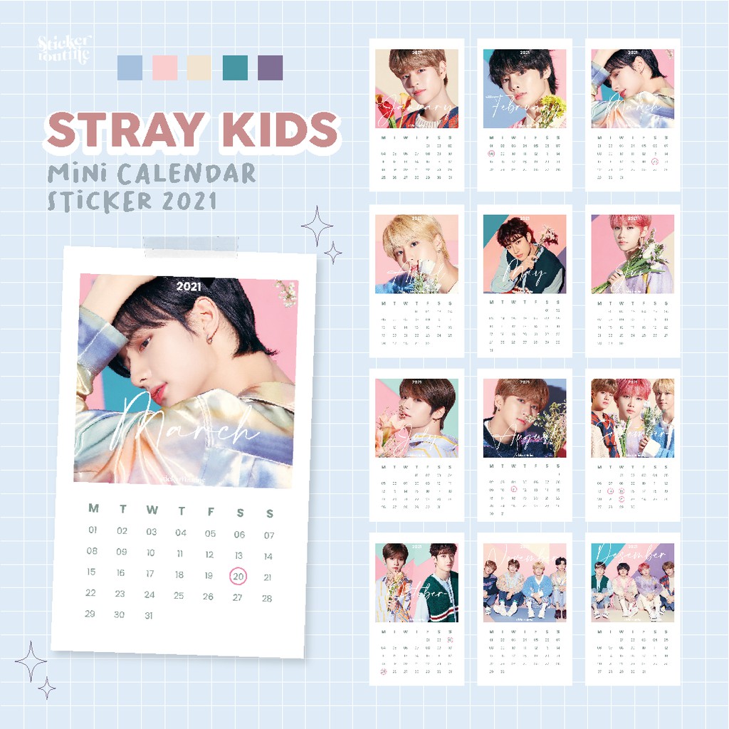 Jual Stray Kids Mini Calendar Stiker 2021 Stiker Kalender Mini Stray