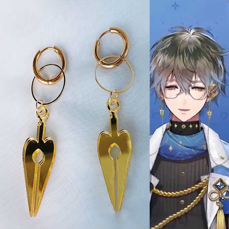 Anting Hoop Desain Anime VTuber Luxiem Ike Eveland Bahan Akrilik Untuk Pria Dan Wanita