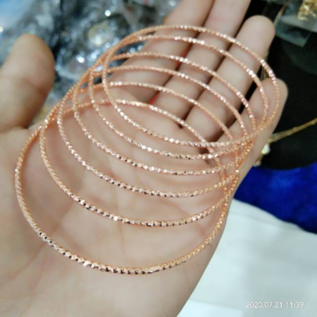 Gelang kroncong dewasa rose gold,isi 6 pcs