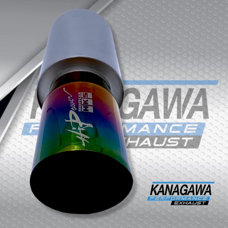 Knalpot Mobil HKS Racing Muffler Hi Power Pelangi Bass Bulat - Exhaust tip / Ujung Mufler Kenalpot V