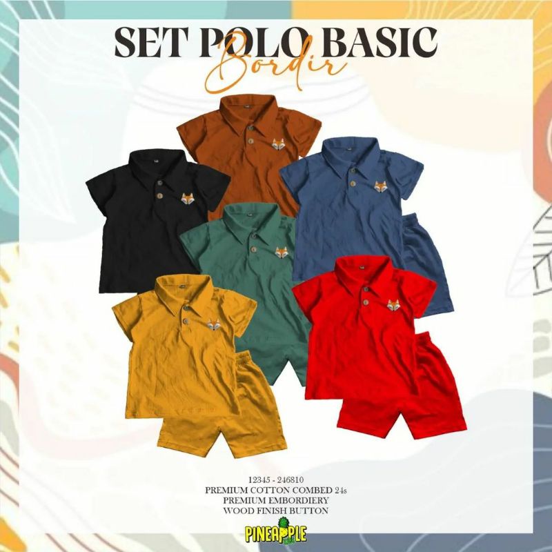 SETELAN POLO BASIC BORDIR PINEAPPLE