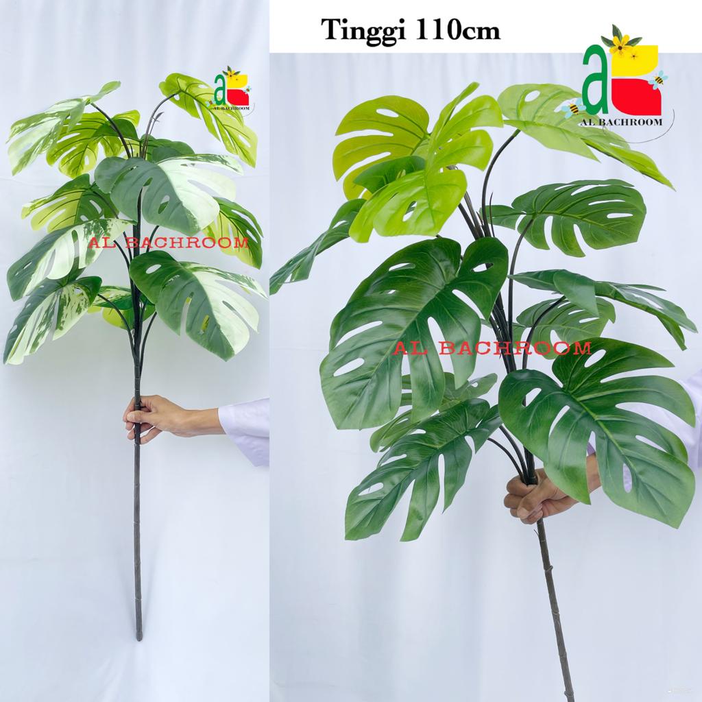 TANAMAN ARTIFICIAL PLANT DAUN MONSTERA PLASTIK JUMBO 110 CM B8217 TANAMAN HIASAN RUANG TAMU TOKO AB