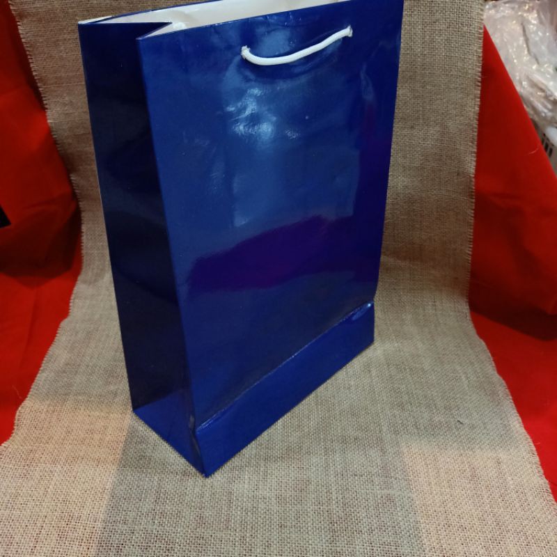 

paper bag polio glossy biru bahan tebal isi 12 pcs
