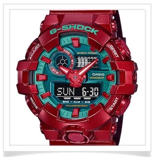 G-Shock GA700 GA-700 Men Sport Watch Japan Quartz Movement Dual Time Display 200M Water Resistant Shockproof and Waterproof World Time LED Auto Light Sports Wrist Watches