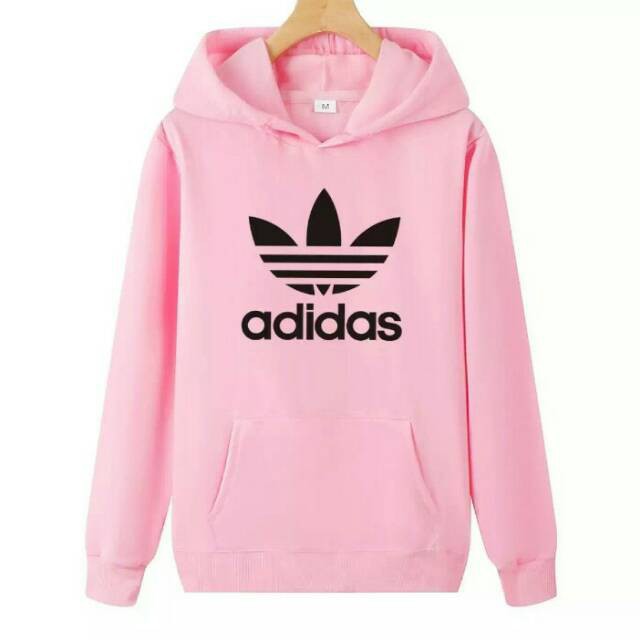 JAKET JUMPER HOODIE MERAH MUDA ADIDAS PRIAWANITA