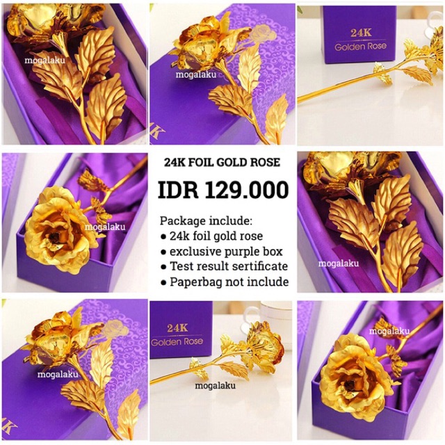 Bunga Mawar Emas Lapis Foil Gold 24k Rose Gold Shopee Indonesia