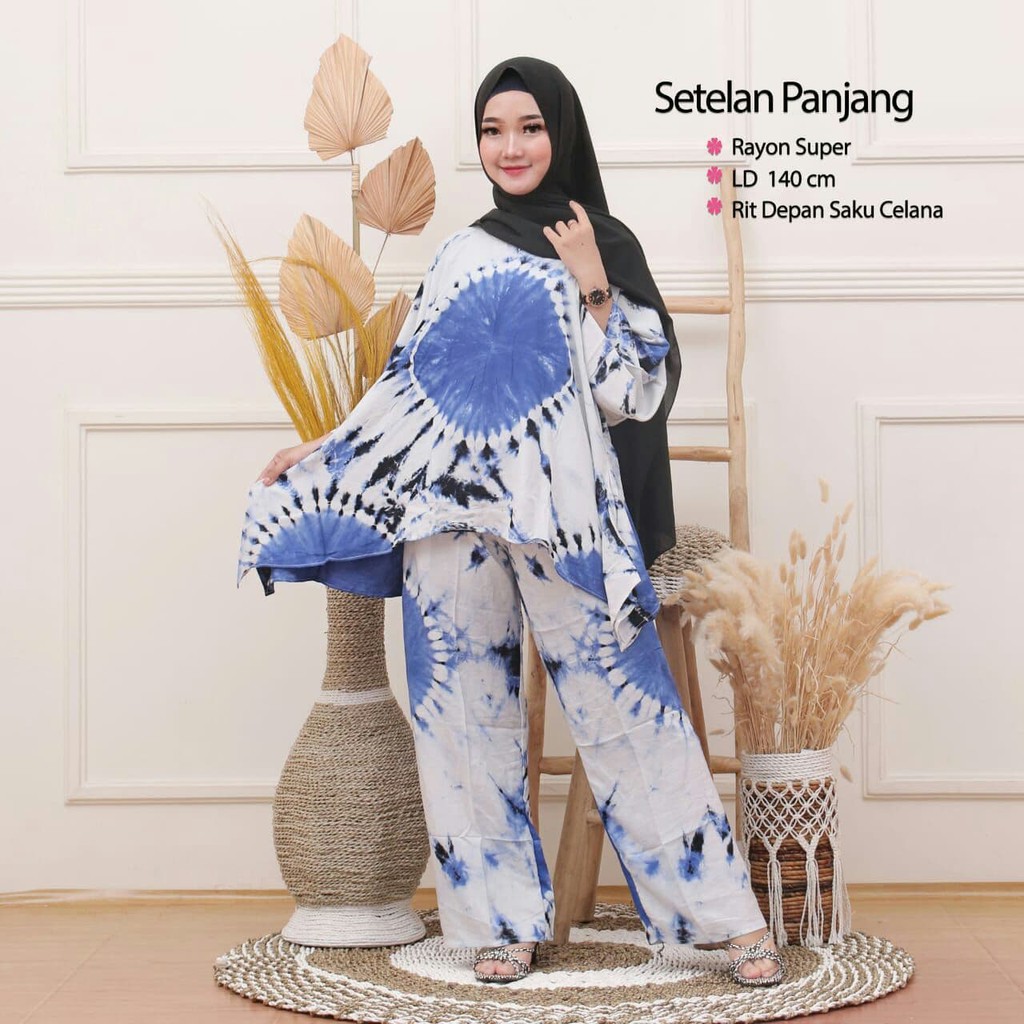 SETELAN RAYON TIE DYE TIE DYE SHIBORI JUMBO RAYON TEBAL ADEM ONE SET TIE DYE BUSUI RESLETING