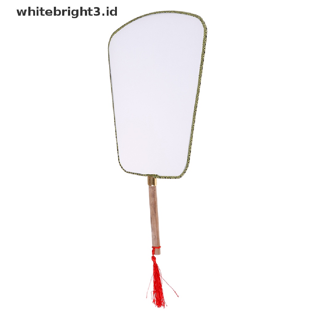 {whitebright3.id} White Elegant Hand Fan Gong fan blank children DIY art painted fan ,