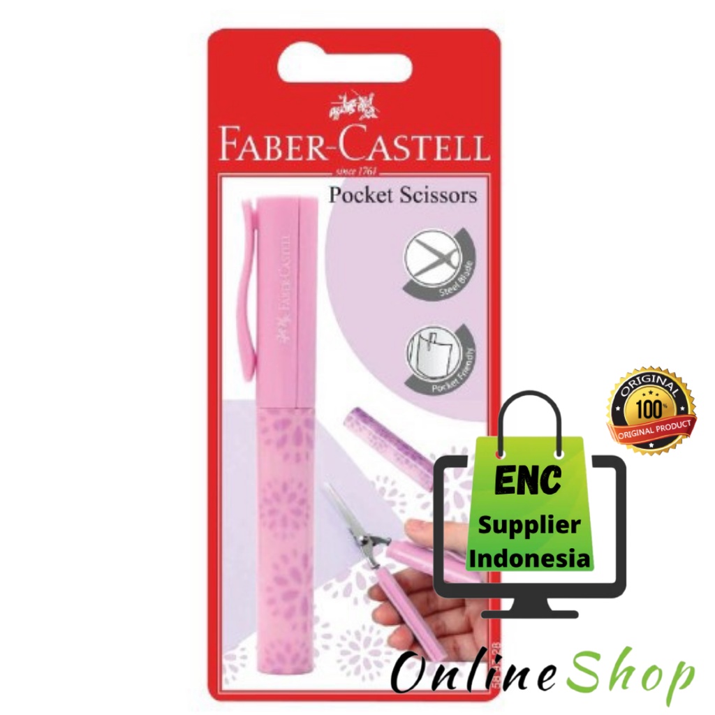 

fabercastell 1 buah pocket scissors faber castell mini portabel gunting pen saku anak portable kecil per pcs - enc.sup