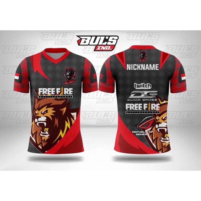 baju kaos jersey ff Gratis nama dan logo