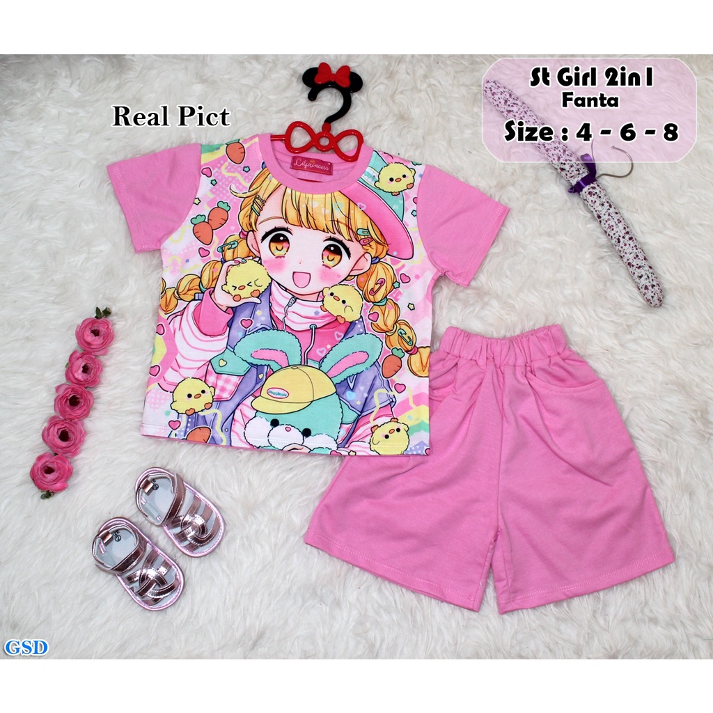 Set Girl 2in1/Fashion Anak 4 Thn Sampai 6 Thn/ Baju Setelan Bayi Murah/Set Anak Import