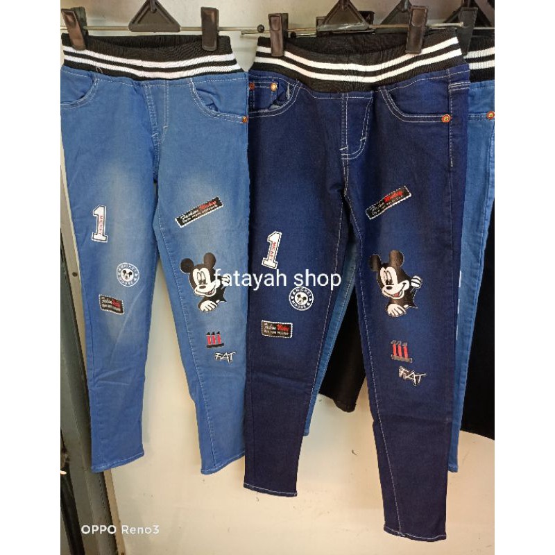 Celana Legging Jeans Anak Cewe SoftJeans Anak Pinggang Karet/Karakter