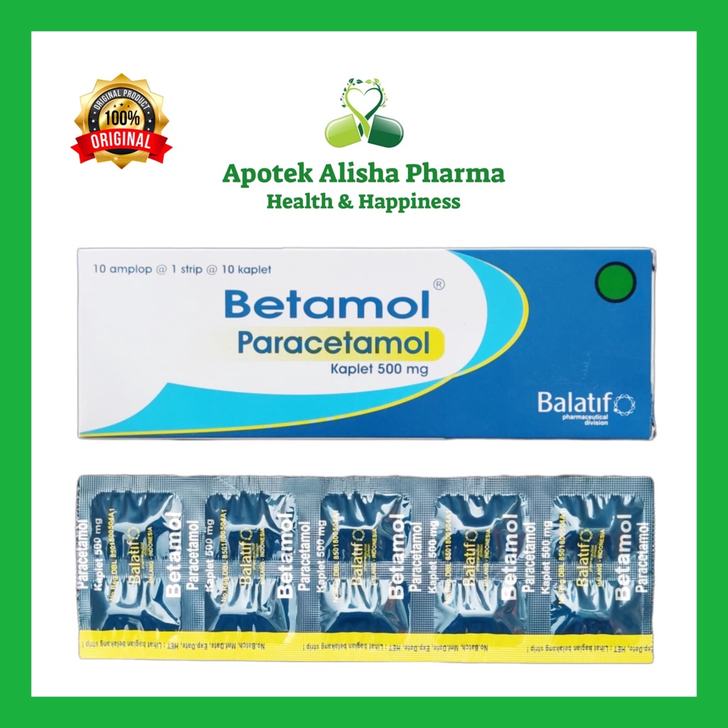 BETAMOL Strip 10 Tablet - Obat Paracetamol Pereda Nyeri dan Penurun Demam Sakit Kepala