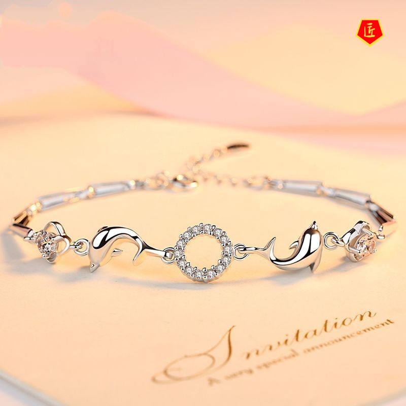 [Ready Stock]Simple Personality 925 Silver Dolphin Bracelet