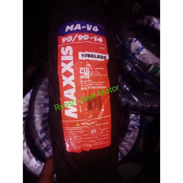 Ban tubeless belakang Maxxis MA-V6 90/90-14 for Honda beat/F1/esp/pop/street/vario/scoopy/spacy all/ Mio J/Mio Z/M3/xeon/soul GT/soul GT 125/Vario 110/125/150/Mio Z/S/Genio/Beat karbu/f1/esp/pop/street/Beat new 2020/dll