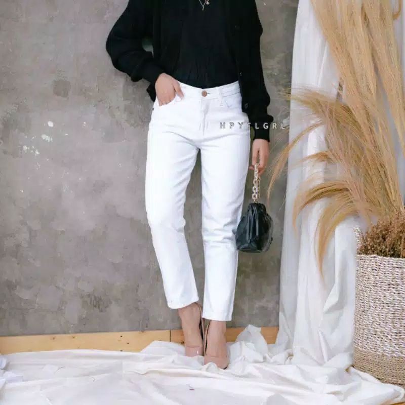 Celana wanita baggy jeans boyfriend saku skinny kekinian wash / baggy jins cewek murah / baggy jeans