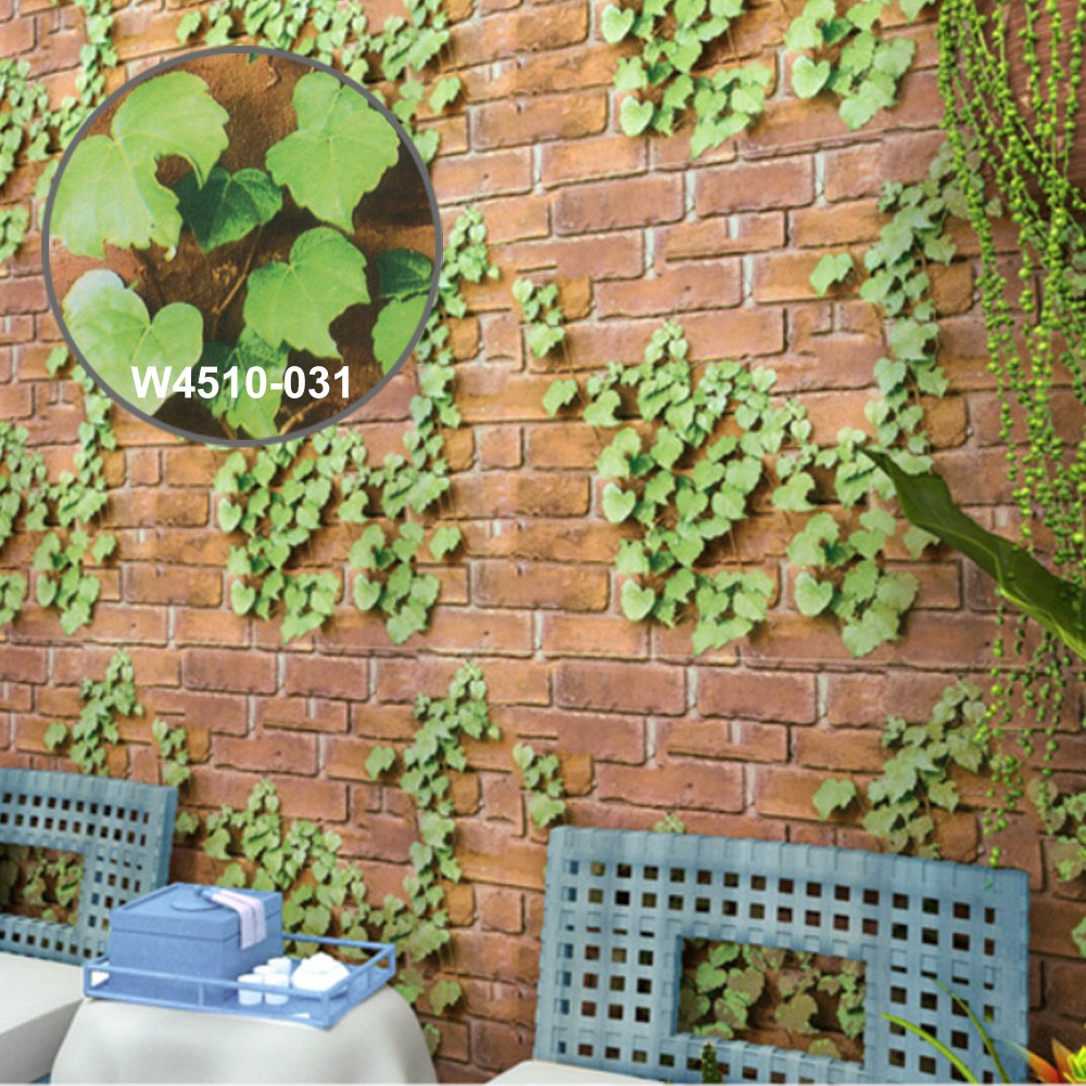 Wallpaper Kamar BATA OREN DAUN Sticker Dinding Dekorasi PREMIUM QUALITY 45cm x 5mtr