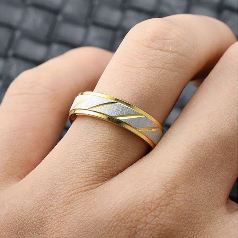 cincin titanium kombinasi anti luntur perhiasan import