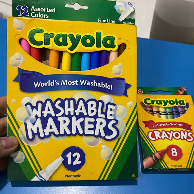 

Paket hemat 12 washable markers & 8 crayon