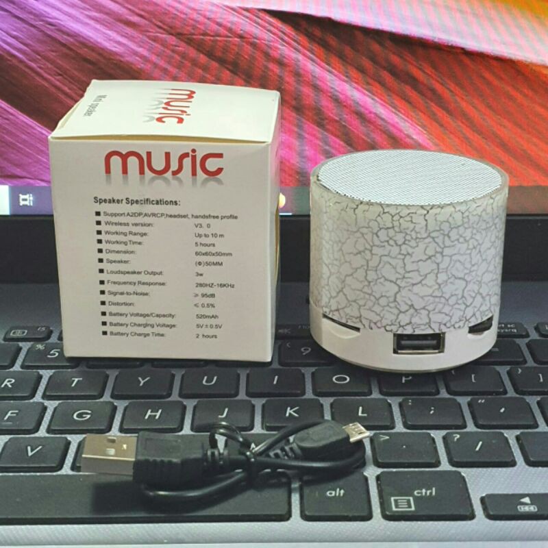 Speaker Bluetooth Model Kaca Retak / Portable Speker Mini Music Box LED S10 Lampu disco Kedap Kedip