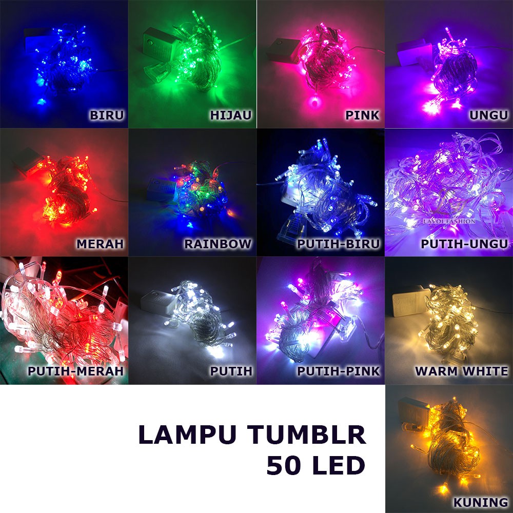 GO! 062 TUMBLR LIGHT 10 METER 50 LED PACKING PLASTIK LAMPU NATAL FAIRY LIGHT DEKORASI COD