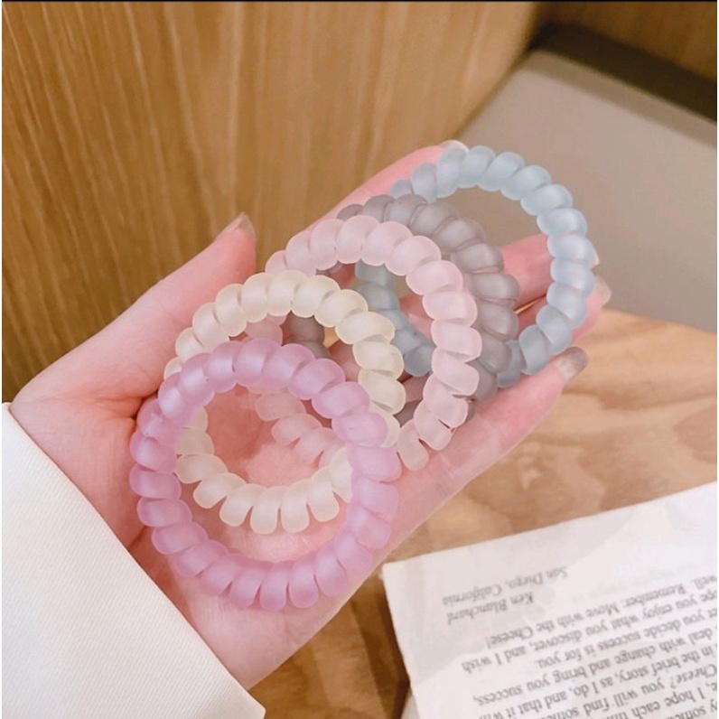 [ COD ] Ikat Rambut Spiral Fashion Korea / Kunciran Rambut Kabel / Tali Rambut Elastis-Bening Sugus