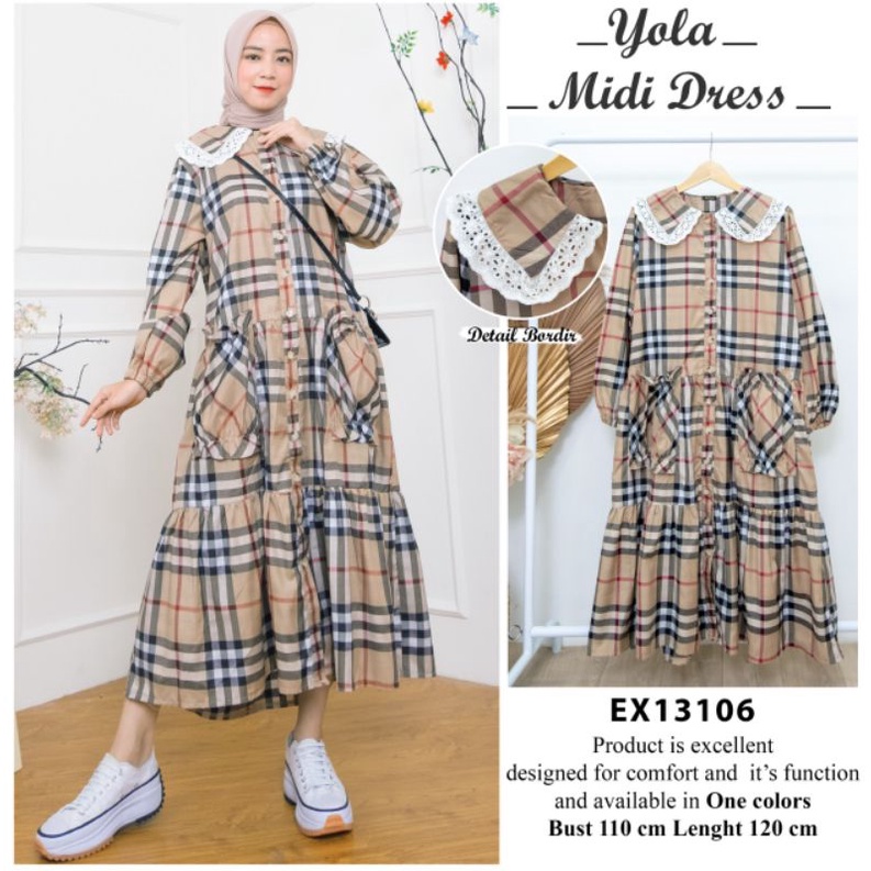 Extu Midi dress gamis katun BB import