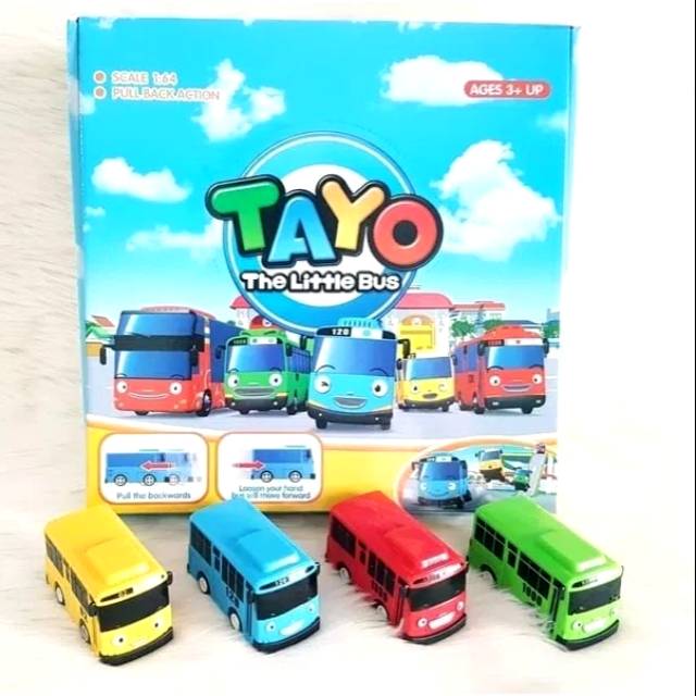 MAINAN ANAK BUS TAYO SET 4 PCS MOBIL TAYO