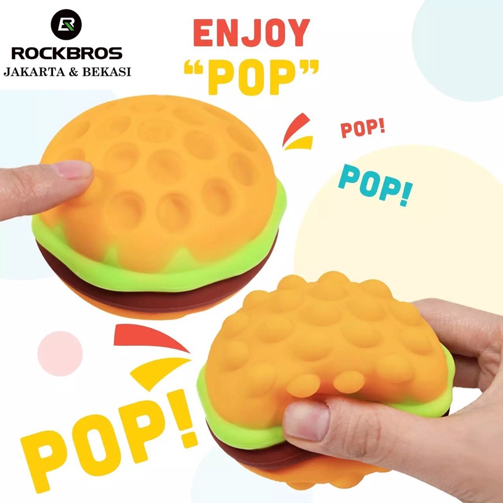 Squishy Hamburger Burger 3D Pop It Ball Bola Fidget Toys Mainan Anak Squeeze Toy Stress Relieve Relief Autism ADHD Push Bubble