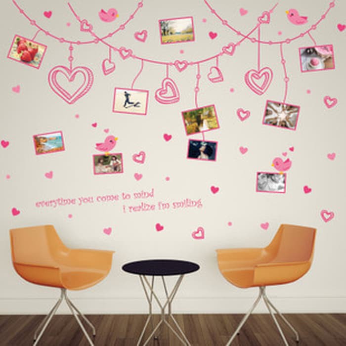 Unik WALL STIKER 60X90 XL8248 PINK LOVE RIBBON FRAME Diskon