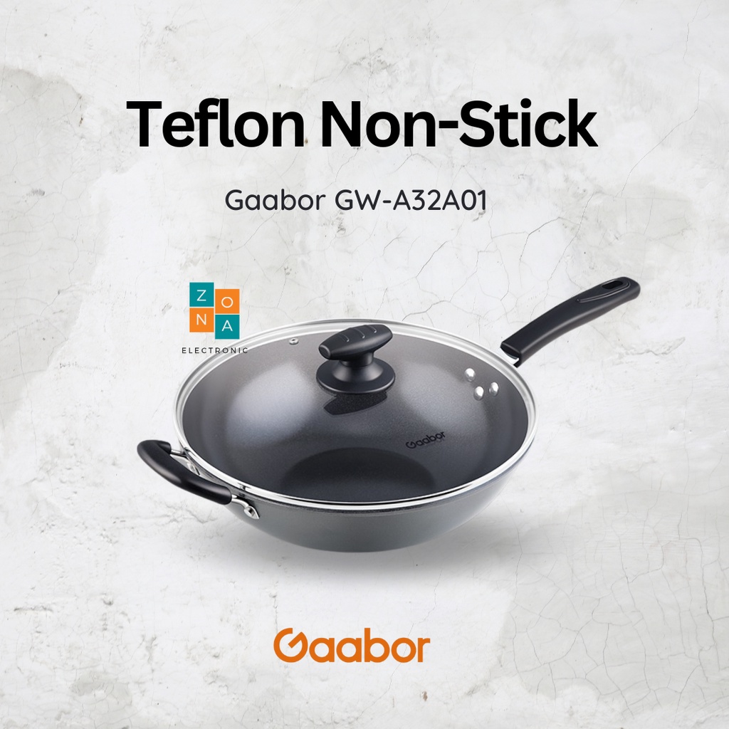 Gaabor Panci Penggorengan Wok Anti Lengket bahan Teflon 32 cm non-stick frying pan / GW-A32A01