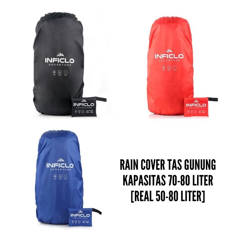 Inficlo Rain Cover Bag 65L - 80L Raincoat Ransel Tas Gunung Standar IFS | Jas Hujan Tas