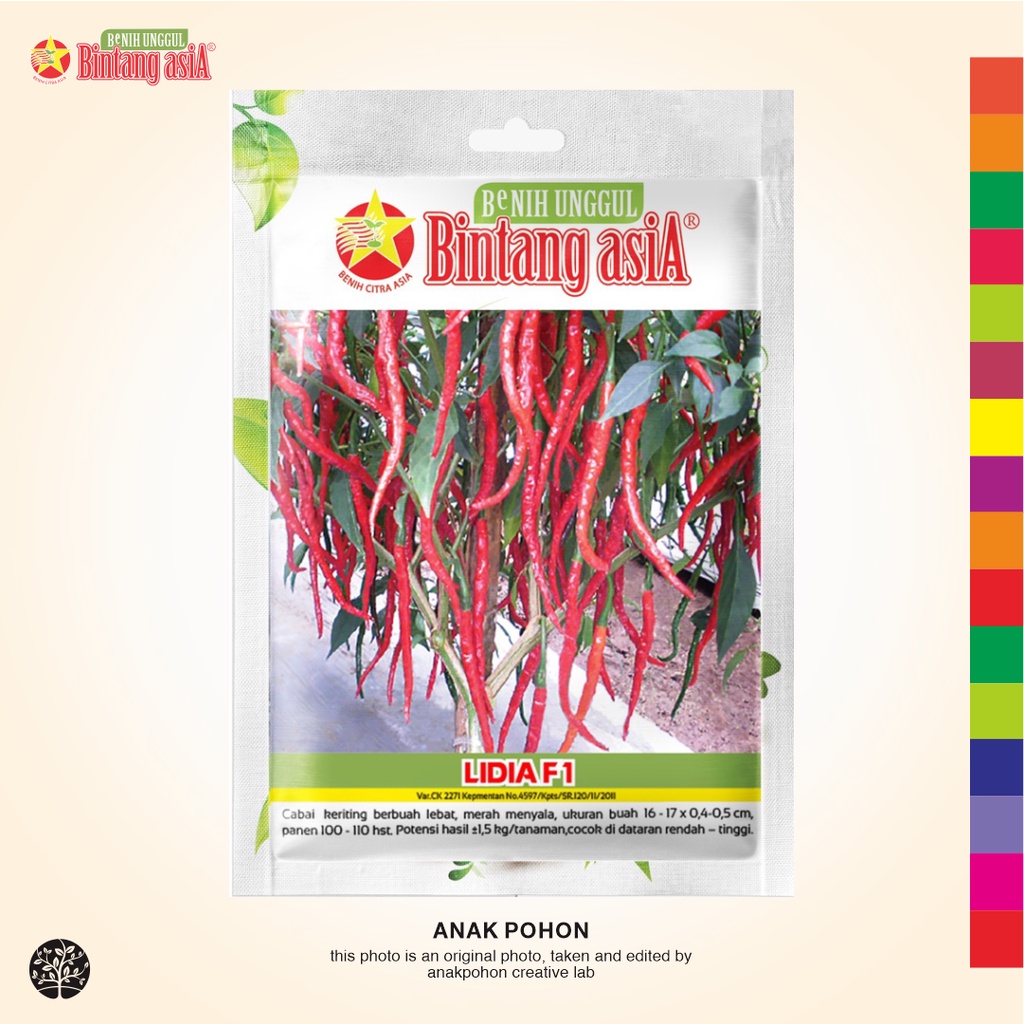 (1 PACK) Benih Cabai Merah Keriting LIDIA F1 Hibrida Seeds - BINTANG ASIA - 1 GRAM