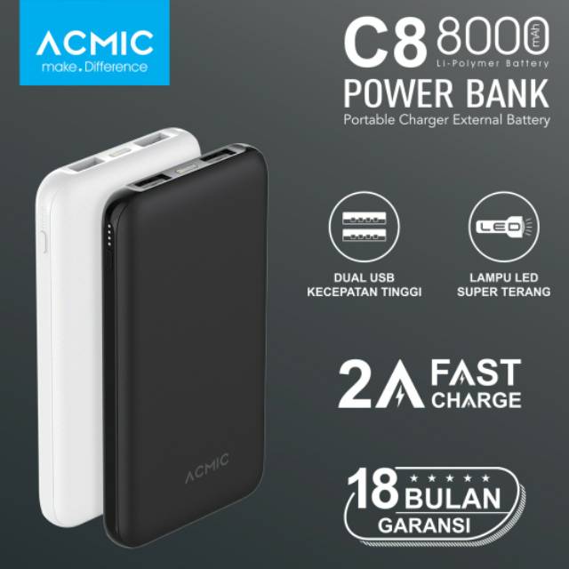 Powerbank acmic c8 8000Mah